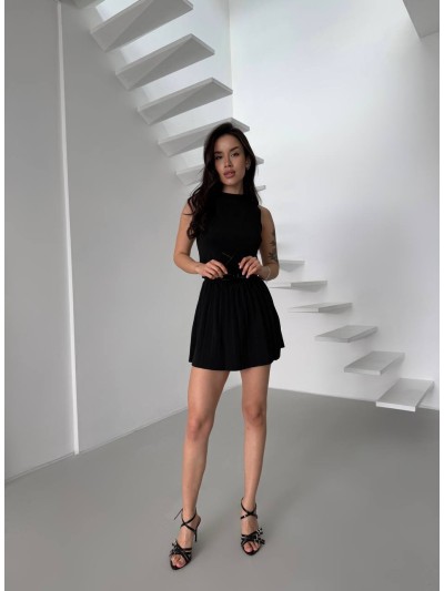 Жіночий легкий костюм 2-ка зі спідницею чорного кольору 31652