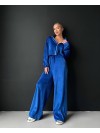 Жіночий легкий костюм на блискавці синього кольору 33114