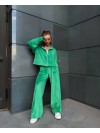 Жіночий легкий костюм на блискавці зеленого кольору 33118
