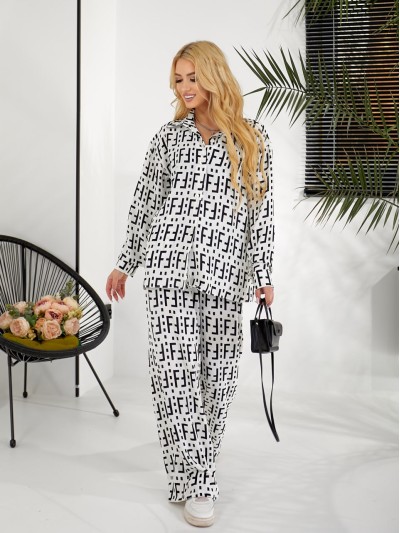 Женский легкий прогулочный костюм белого цвета 31753