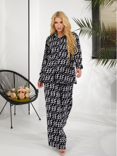 Жіночий легкий прогулянковий костюм чорного кольору 31751