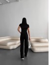 Жіночий легкий прогулянковий костюм чорного кольору 33003