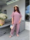 Жіночий легкий прогулянковий костюм пудрового кольору 33405