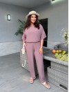 Жіночий легкий прогулянковий костюм пудрового кольору 33405