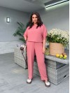 Жіночий легкий прогулянковий костюм пудрового кольору 33406