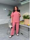 Жіночий легкий прогулянковий костюм пудрового кольору 33406