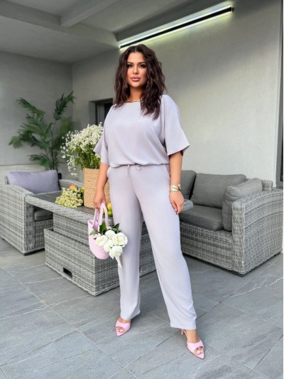 Жіночий легкий прогулянковий костюм сiрого кольору 33404