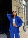 Жіночий легкий прогулянковий костюм синього кольору 32281