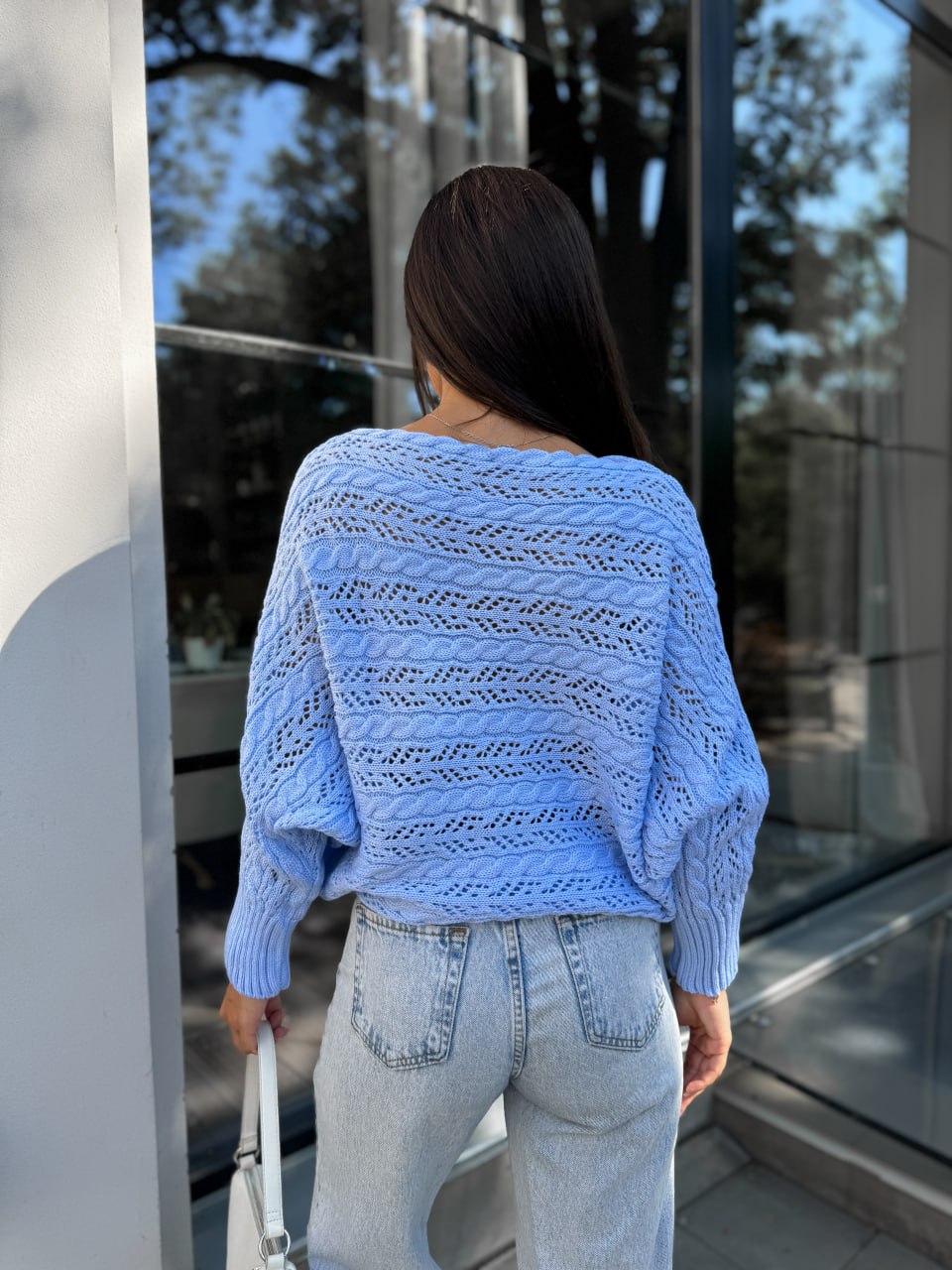 Женский легкий свитер голубого цвета 30282