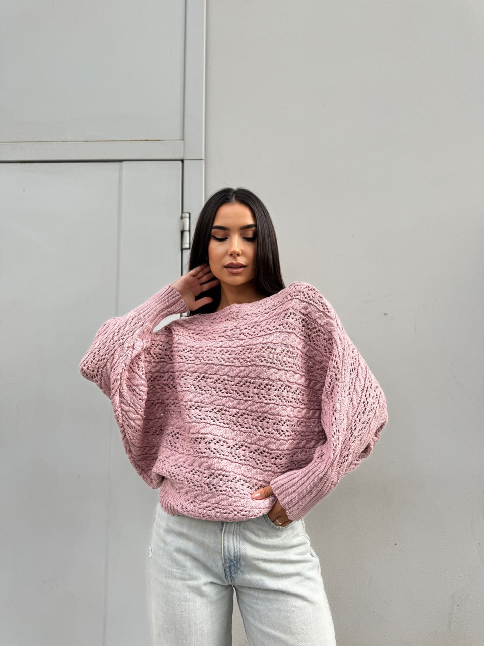 Женский легкий свитер розового цвета 30284