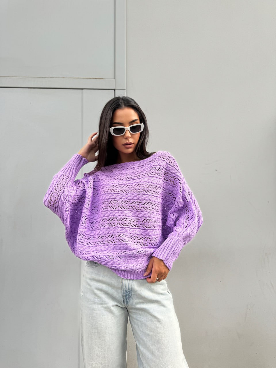 Жіночий легкий светр бузкового кольору 30283