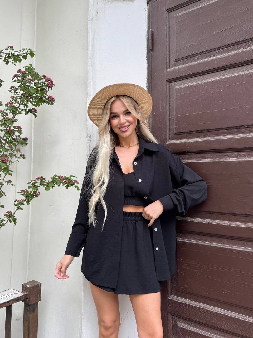 Жіночий літній костюм 3-ка чорного кольору 33376