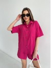 Женский летний костюм рубашка+шорты малинового цвета 33112