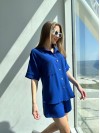 Жіночий літній костюм сорочка+шорти синього кольору 33113