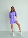 Жіночий літній костюм сорочка+шорти бузкового кольору 33109