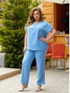 Жіночий літній костюм із лампасами блакитного кольору 33087