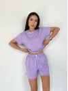 Женский летний костюм с шортами лавандового цвета 33099
