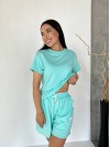 Женский летний костюм с шортами мятного цвета 33097