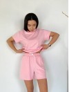 Женский летний костюм с шортами розового цвета 33096
