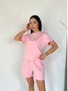 Женский летний костюм с шортами розового цвета 33096