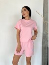 Женский летний костюм с шортами розового цвета 33096