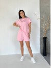Женский летний костюм с шортами розового цвета 33096