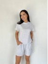 Жіночий літній костюм із шортами сірого кольору 33094