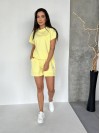 Жіночий літній костюм із шортами жовтого кольору 33095