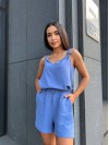 Жіночий літній костюм (шорти+майка) блакитного кольору 33342