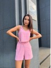 Жіночий літній костюм (шорти+майка) рожевого кольору 33343
