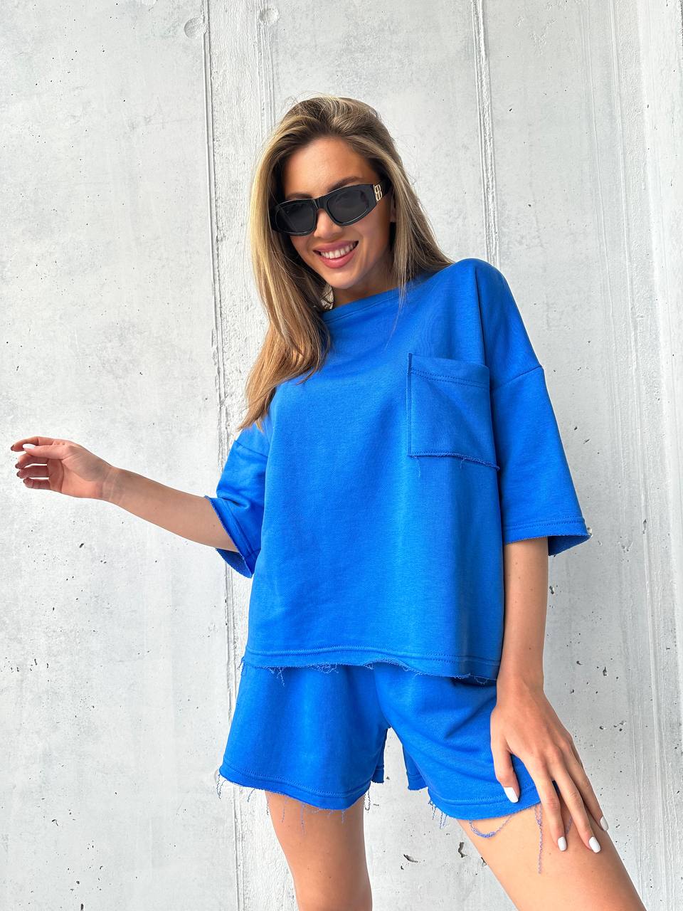 Жіночий літній спортивний костюм синього кольору 32991