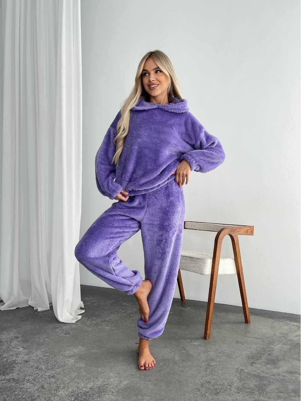 Жіночий махровий домашній костюм лавандового кольору 29413