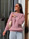 Жіночий однотонний светр рожевого кольору 30201