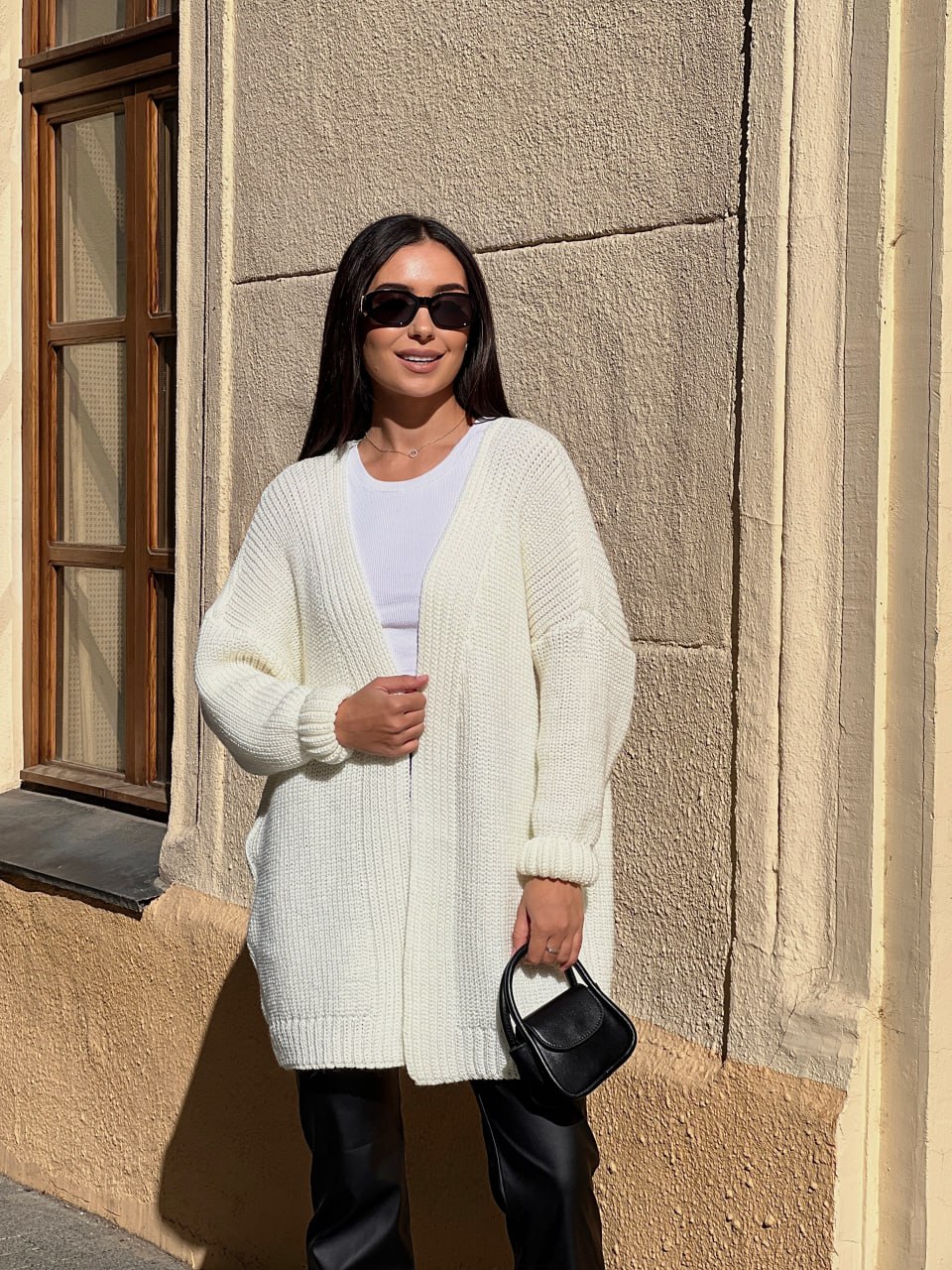 Женский полушерстяной кардиган молочного цвета 31461