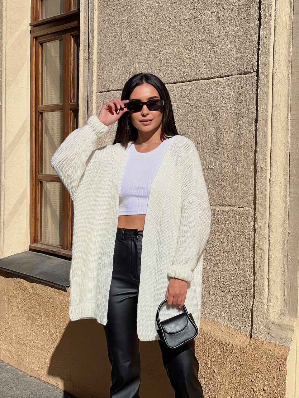 Женский полушерстяной кардиган молочного цвета 31461