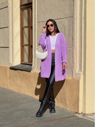 Женский полушерстяной кардиган сиреневого цвета 31460