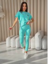 Жіночий повсякденний костюм (футболка+лосини) м'ятного кольору 32637