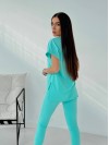 Жіночий повсякденний костюм (футболка+лосини) м'ятного кольору 32637