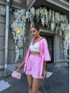Женский повседневный костюм с шортами розового цвета 32894