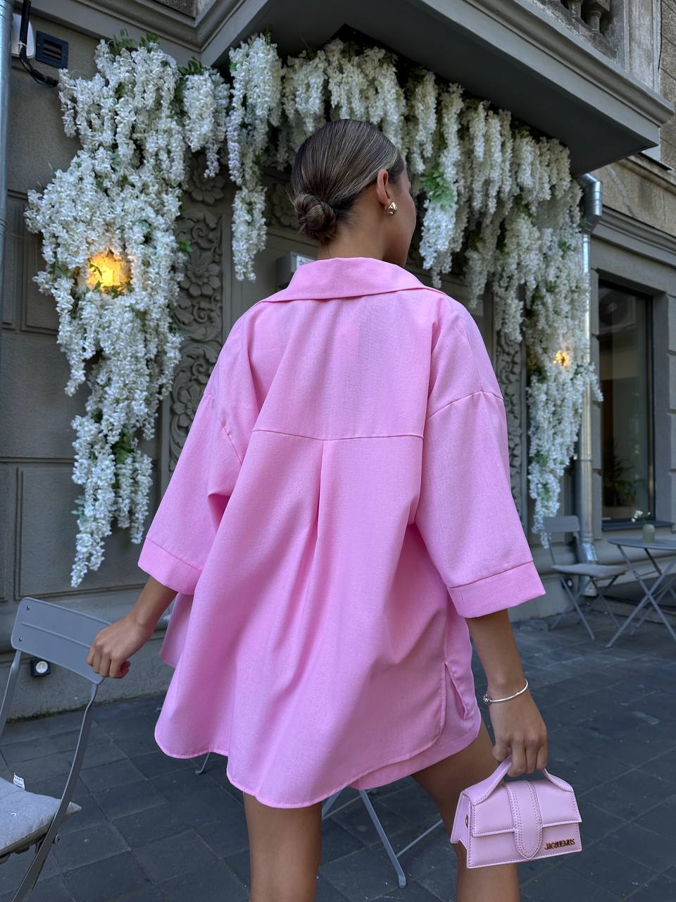 Женский повседневный костюм с шортами розового цвета 32894
