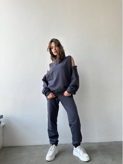 Женский повседневный костюм серого цвета 29270