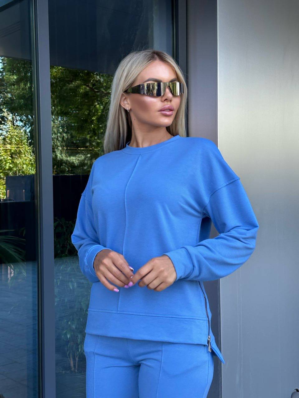 Женский повседневный костюм синего цвета 32041