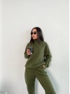 Жіночий повсякденний костюм кольору хакi 26129