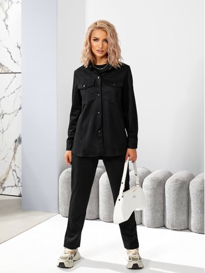 Жіночий прогулянковий костюм чорного кольору 29117