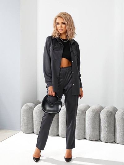 Жіночий прогулянковий костюм графiтового кольору 29121