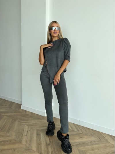 Жіночий прогулянковий костюм графiтового кольору 26816