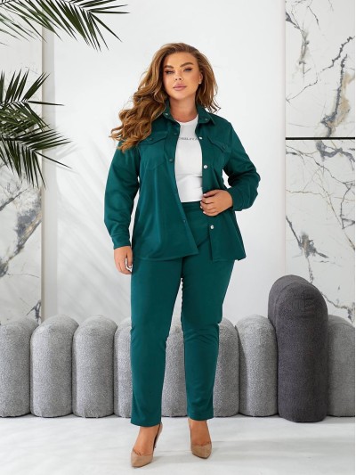 Жіночий прогулянковий костюм смарагдового кольору 29125