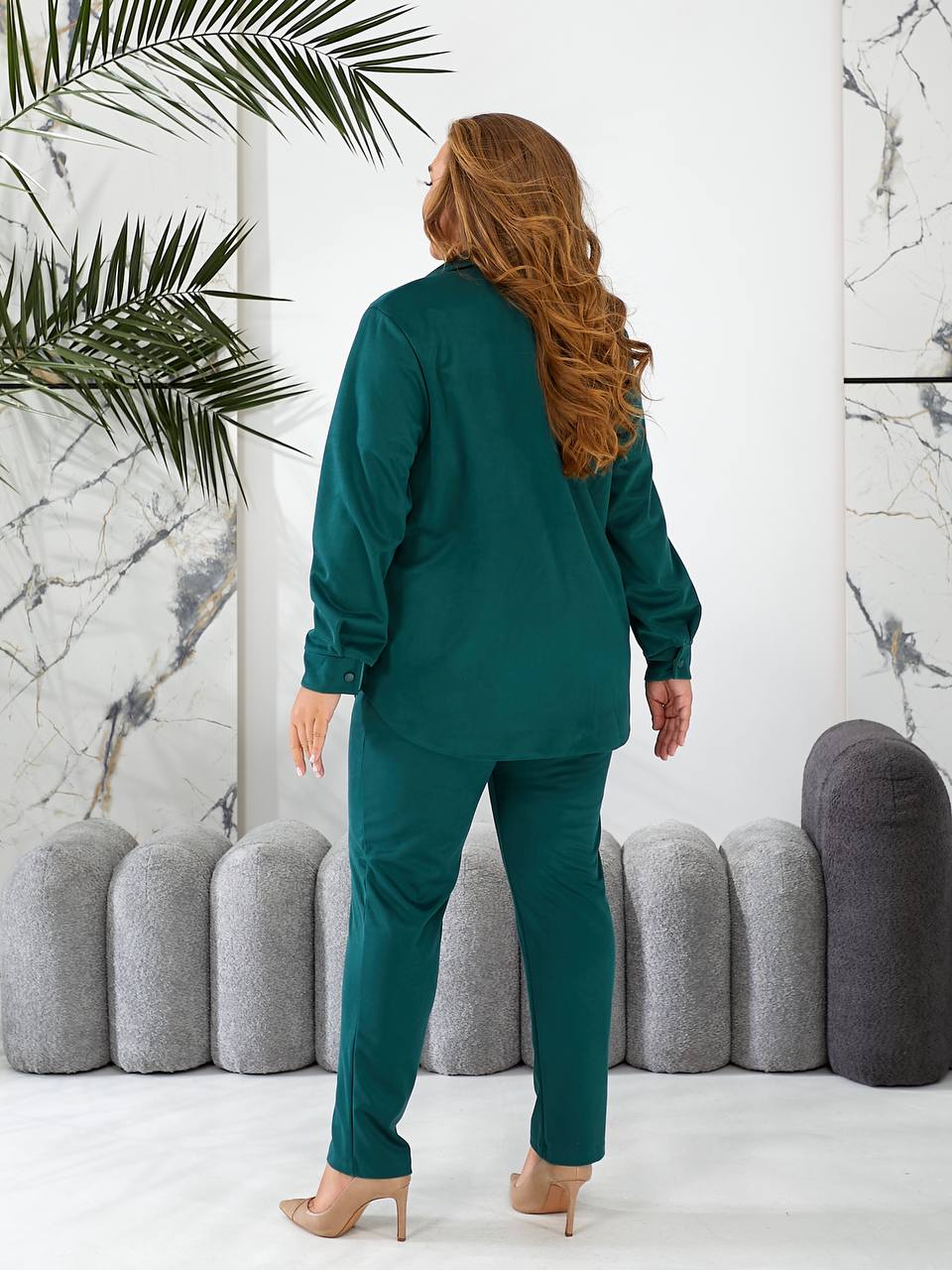 Жіночий прогулянковий костюм смарагдового кольору 29125