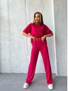 Жіночий прогулянковий костюм малинового кольору 33002