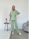 Жіночий прогулянковий костюм оливкового кольору 32997